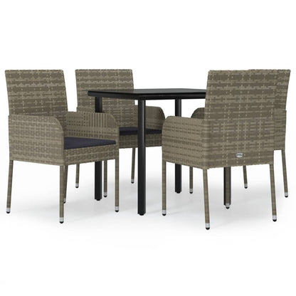 Set da Pranzo Giardino 5pz Nero e Grigio con Cuscini Polyrattan - homemem39