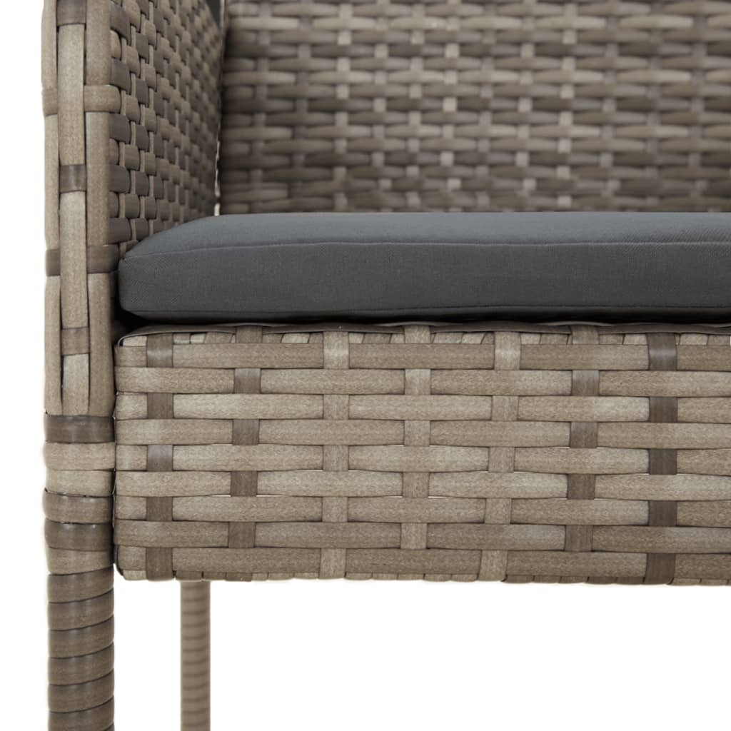 Set da Pranzo Giardino 9pz con Cuscini Nero e Grigio Polyrattan | homemem39