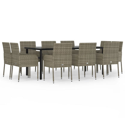 Set Mobili Giardino 11 pz con Cuscini Polyrattan Nero e Grigio - homemem39