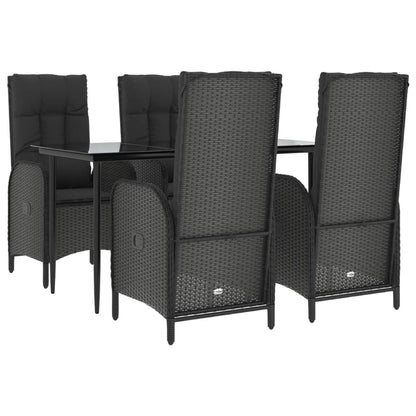 Set da Pranzo da Giardino 5 pz Nero con Cuscini in Polyrattan | homemem39