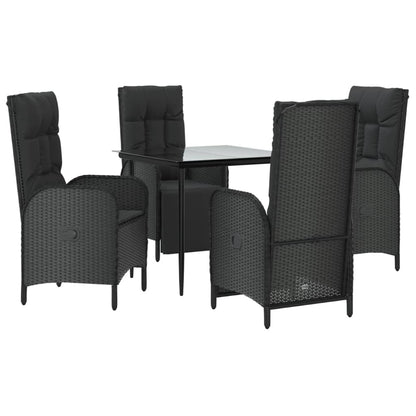 Set da Pranzo da Giardino 5 pz Nero con Cuscini in Polyrattan - homemem39
