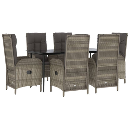 Set da Pranzo Giardino 7pz Nero e Grigio con Cuscini Polyrattan - homemem39