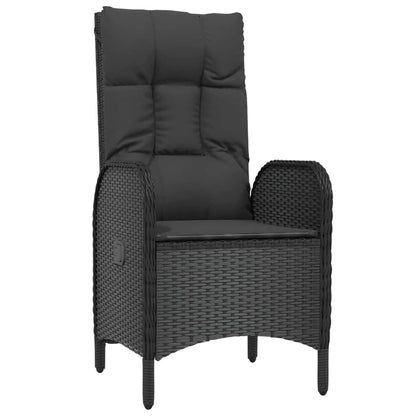 Set da Pranzo da Giardino 9 pz con Cuscini Nero in Polyrattan | homemem39