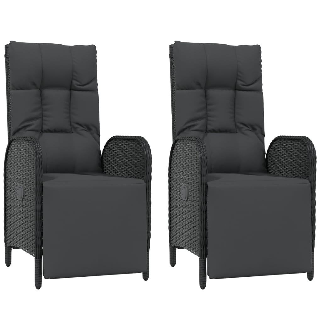 Set da Pranzo da Giardino 9 pz con Cuscini Nero in Polyrattan | homemem39
