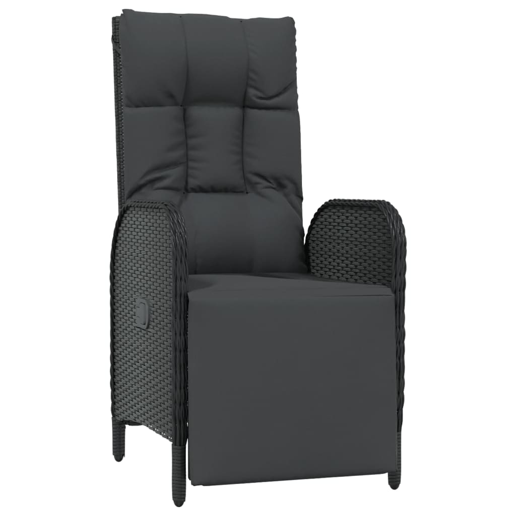 Set da Pranzo da Giardino 9 pz con Cuscini Nero in Polyrattan | homemem39
