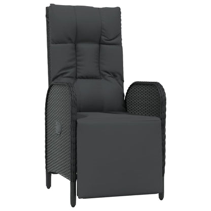 Set da Pranzo da Giardino 9 pz con Cuscini Nero in Polyrattan | homemem39