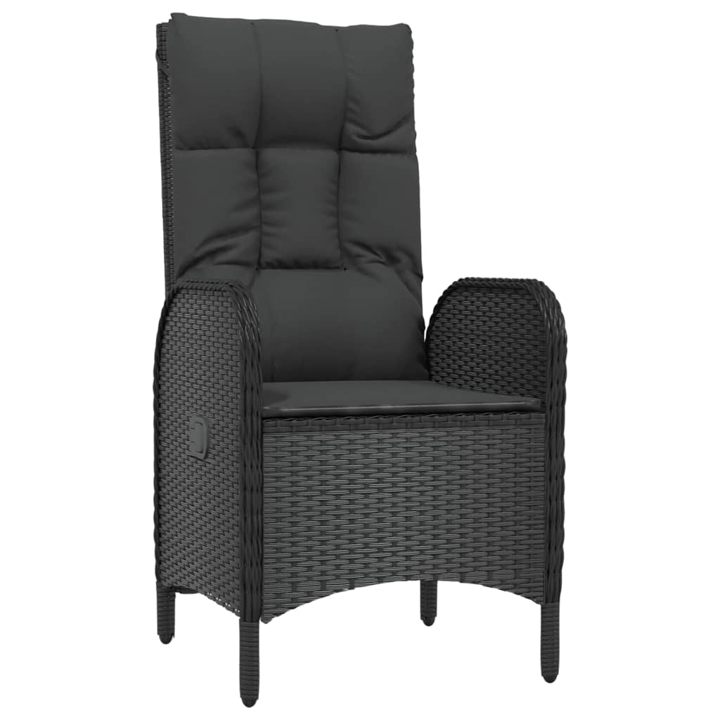 Set da Pranzo da Giardino 9 pz con Cuscini Nero in Polyrattan | homemem39