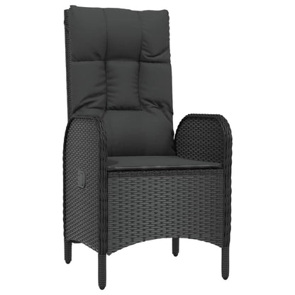 Set da Pranzo da Giardino 9 pz con Cuscini Nero in Polyrattan | homemem39