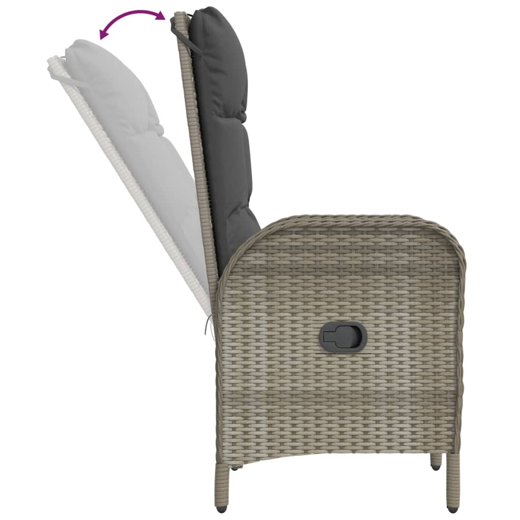 Set da Pranzo Giardino 7pz Nero e Grigio con Cuscini Polyrattan | homemem39