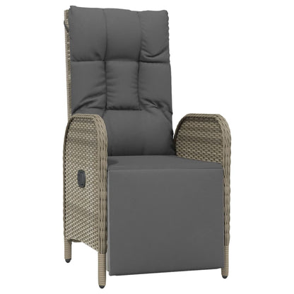 Set da Pranzo Giardino 9pz con Cuscini Nero e Grigio Polyrattan - homemem39