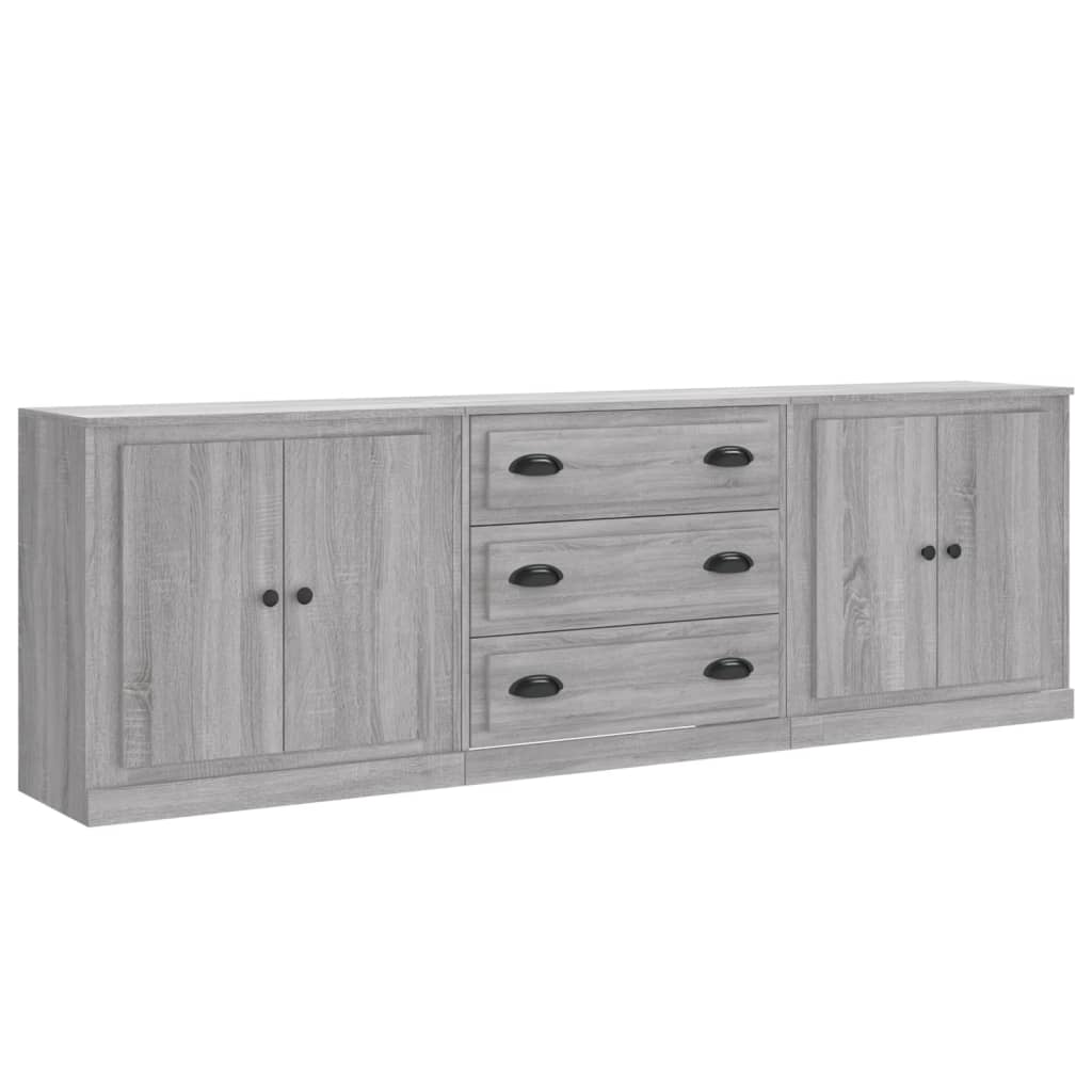 Credenze 3 pz Grigio Sonoma in Legno Multistrato - homemem39