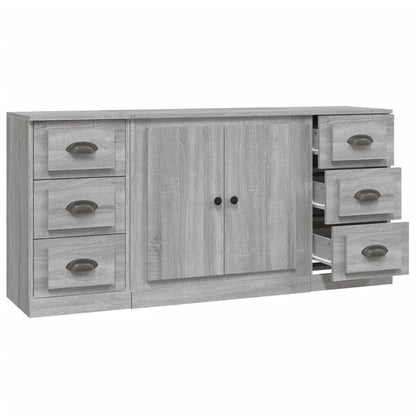 Credenze 3 pz Grigio Sonoma in Legno Multistrato - homemem39