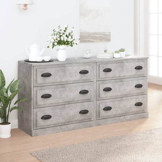 Credenze 2 pz Grigio Cemento in Legno Multistrato - homemem39