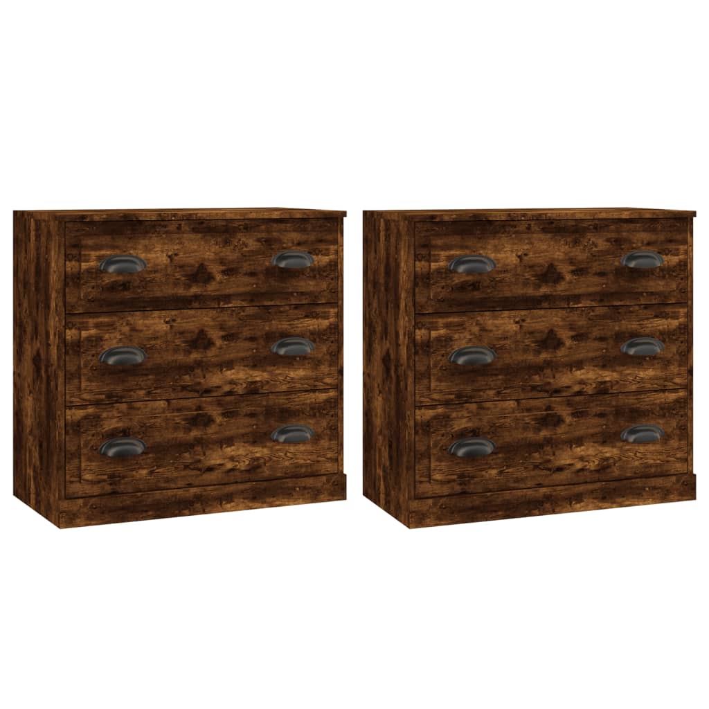 Credenze 2 pz Rovere Fumo in Legno Multistrato