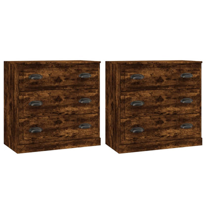 Credenze 2 pz Rovere Fumo in Legno Multistrato