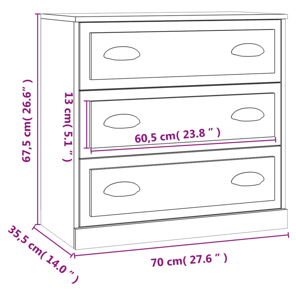 Credenze 2 pz Rovere Fumo in Legno Multistrato