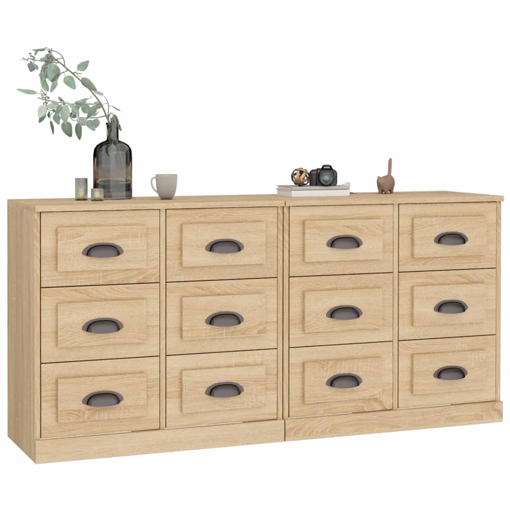Credenze 2 pz Rovere Sonoma in Legno Multistrato