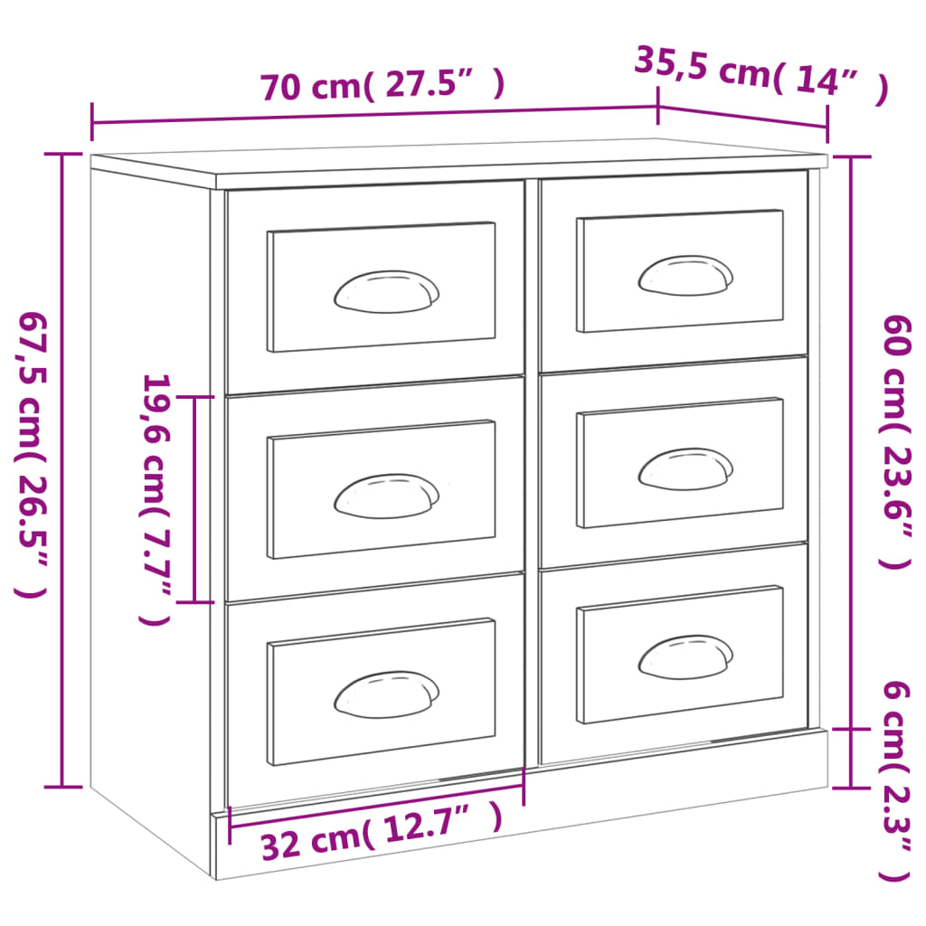 Credenze 2 pz Rovere Sonoma in Legno Multistrato