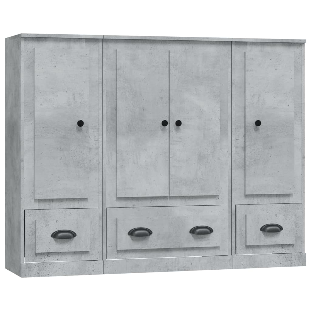 Credenze 3 pz Grigio Cemento in Legno Multistrato - homemem39