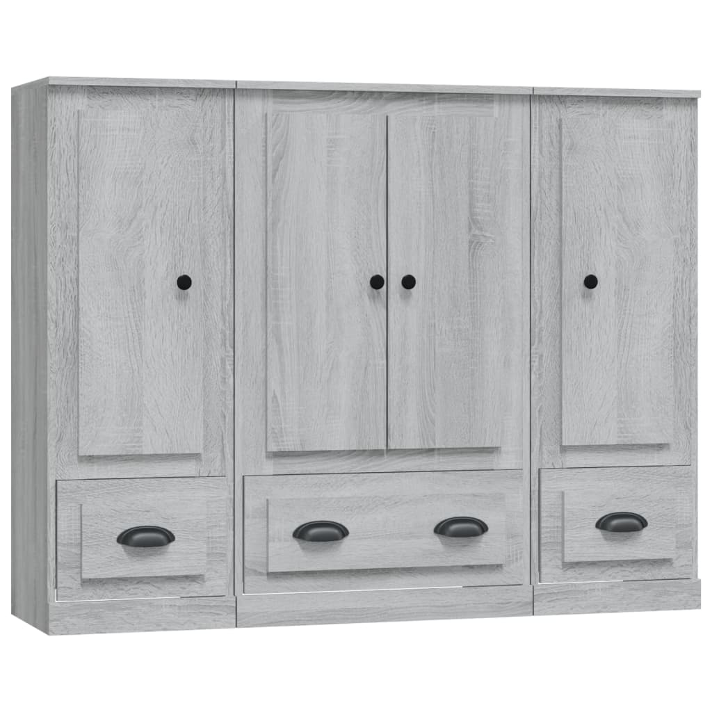 Credenze 3 pz Grigio Sonoma in Legno Multistrato - homemem39