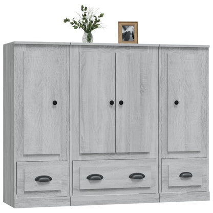 Credenze 3 pz Grigio Sonoma in Legno Multistrato | homemem39