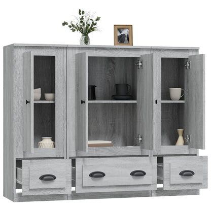 Credenze 3 pz Grigio Sonoma in Legno Multistrato - homemem39
