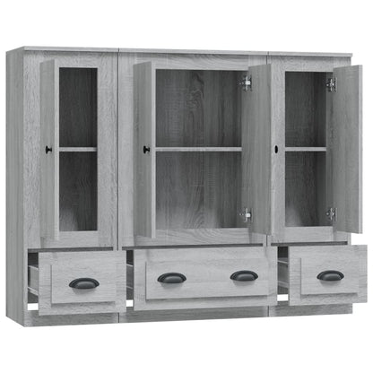 Credenze 3 pz Grigio Sonoma in Legno Multistrato - homemem39