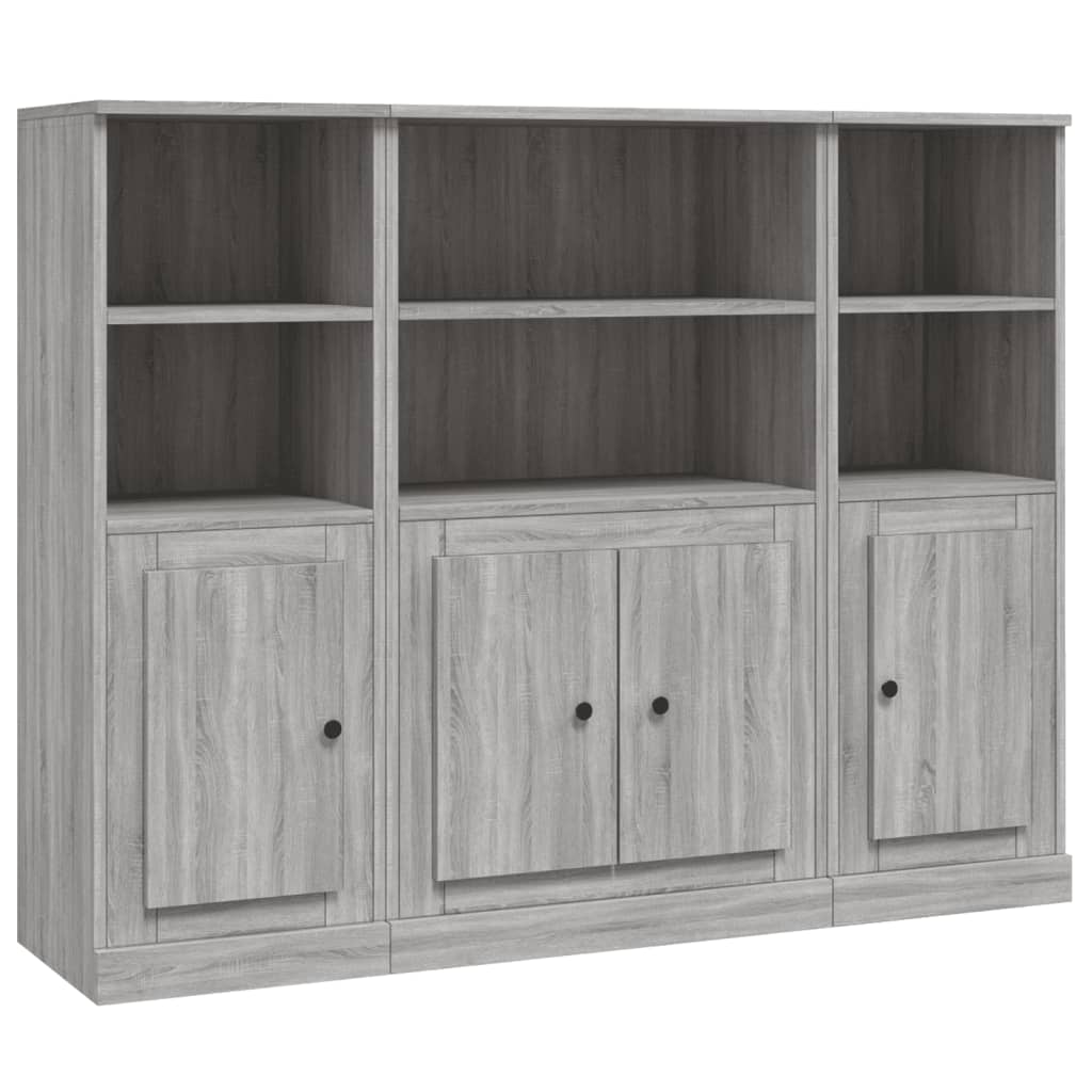 Credenze 3 pz Grigio Sonoma in Legno Multistrato - homemem39
