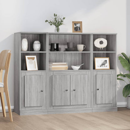 Credenze 3 pz Grigio Sonoma in Legno Multistrato - homemem39