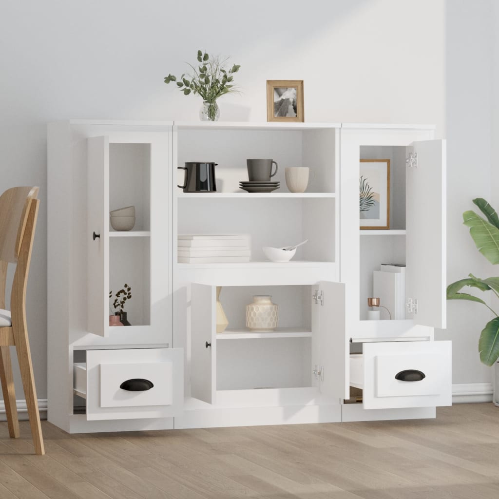Credenze 3 pz Bianche in Legno Multistrato | homemem39