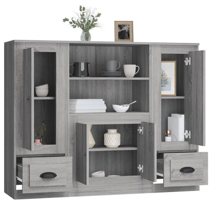 Credenze 3 pz Grigio Sonoma in Legno Multistrato - homemem39