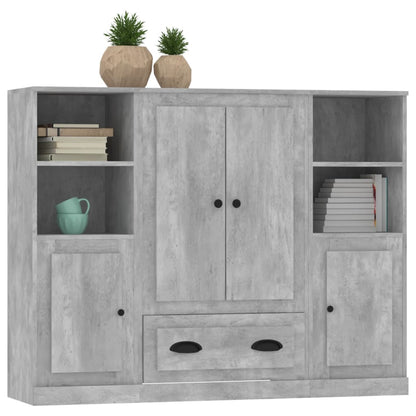 Credenze 3 pz Grigio Cemento in Legno Multistrato