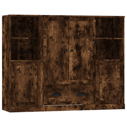 Credenze 3 pz Rovere Fumo in Legno Multistrato