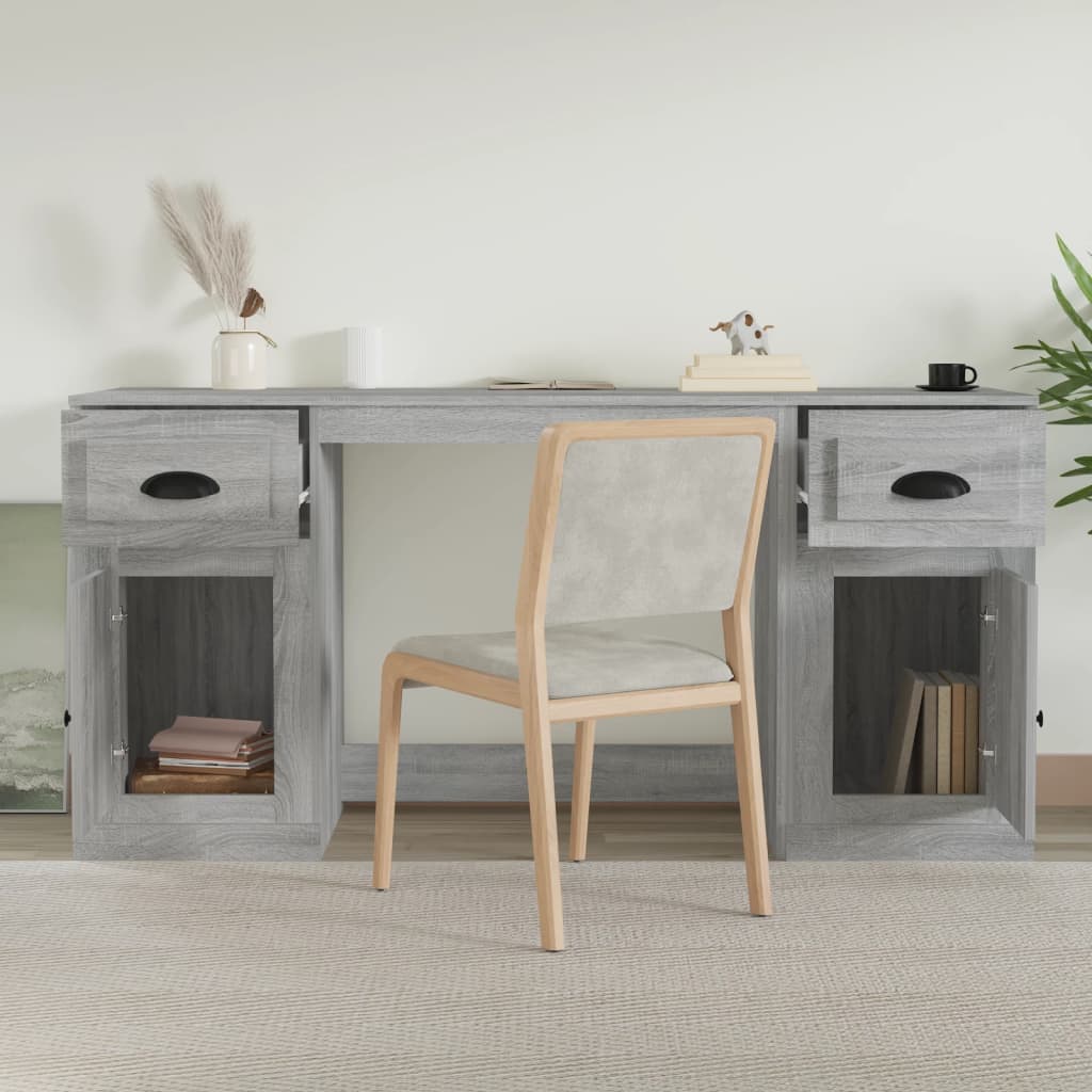 Scrivania con Armadietto Grigio Sonoma in Legno Multistrato - homemem39