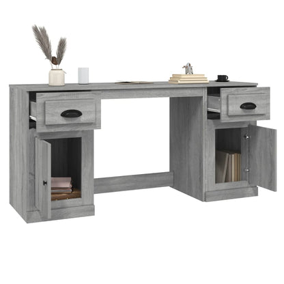 Scrivania con Armadietto Grigio Sonoma in Legno Multistrato
