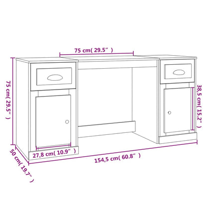Scrivania con Armadietto Grigio Sonoma in Legno Multistrato - homemem39