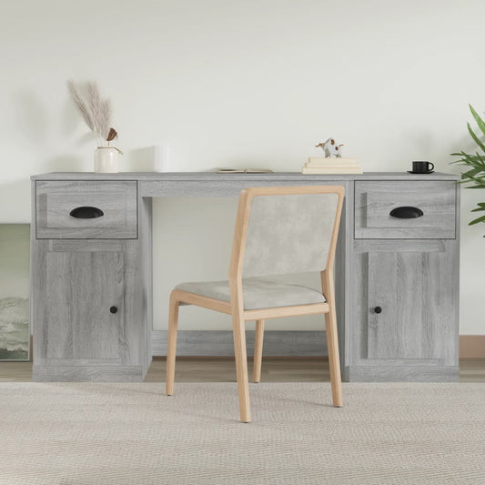 Scrivania con Armadietto Grigio Sonoma in Legno Multistrato