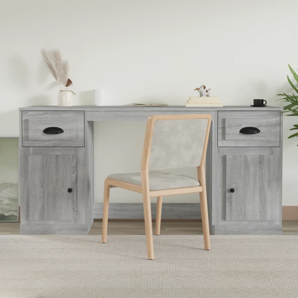 Scrivania con Armadietto Grigio Sonoma in Legno Multistrato - homemem39