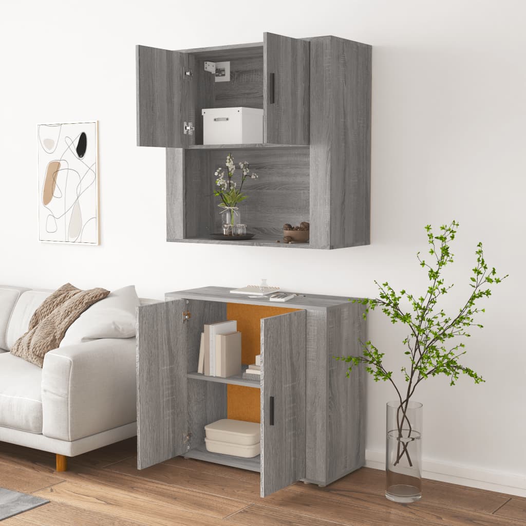 Credenza Grigio Sonoma in Legno Multistrato - homemem39