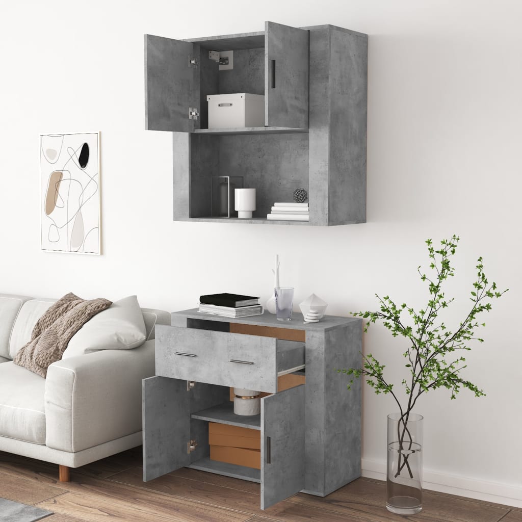 Credenza Grigio Cemento in Legno Multistrato