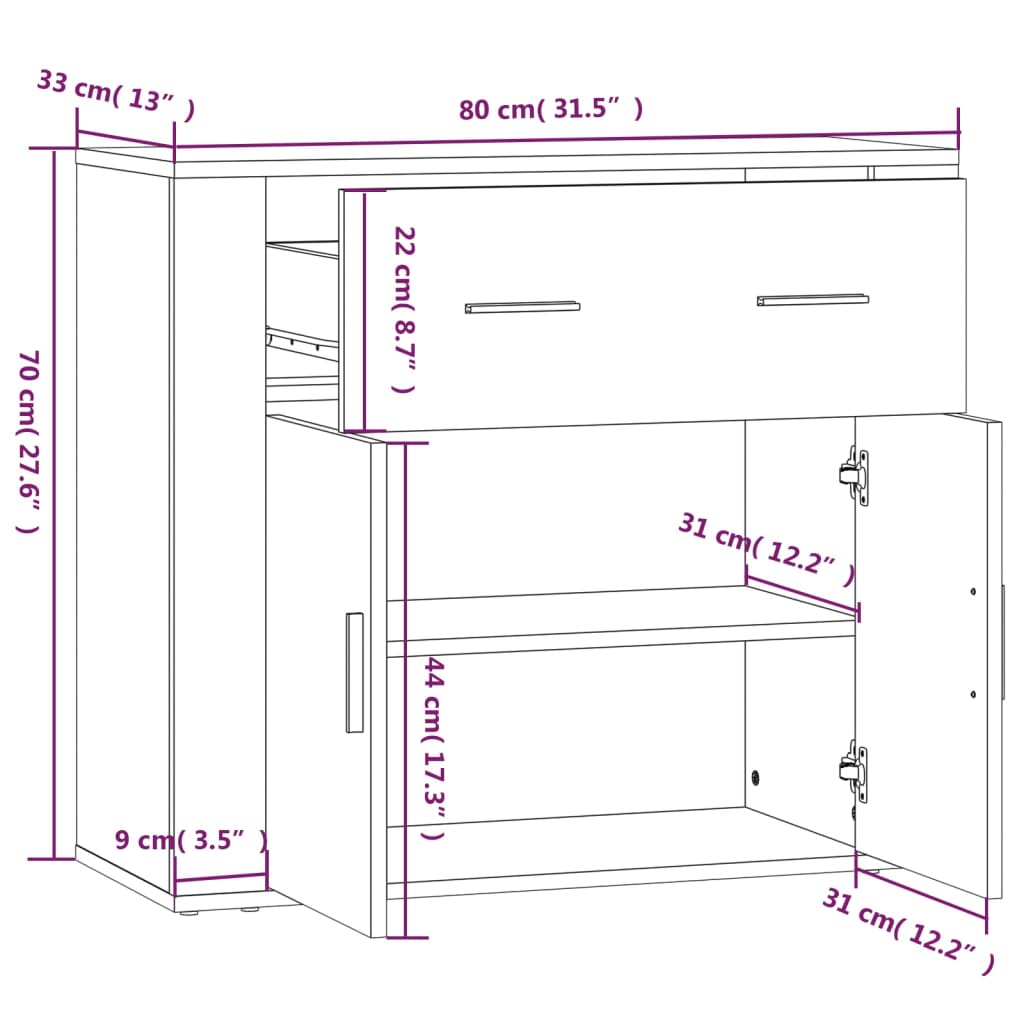 Credenza Bianca in Legno Multistrato