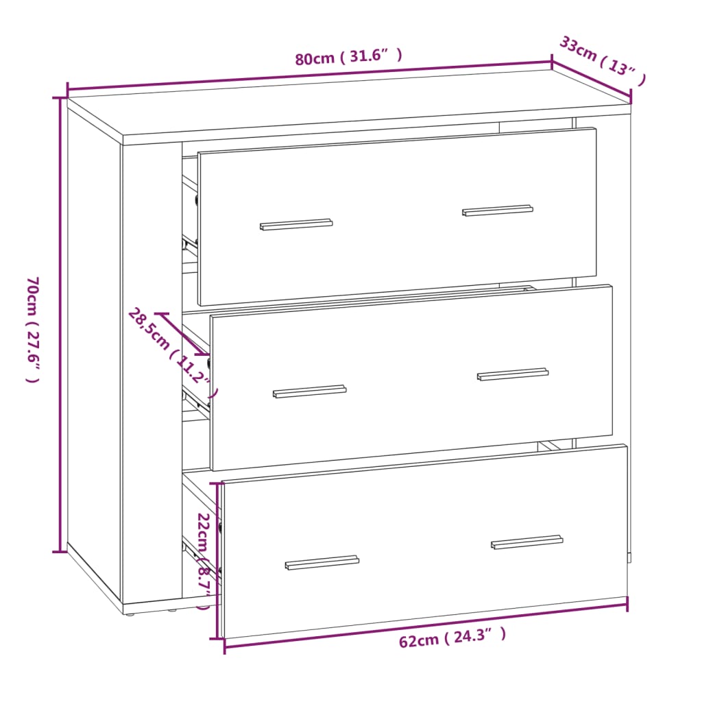 Credenza Grigio Cemento in Legno Multistrato