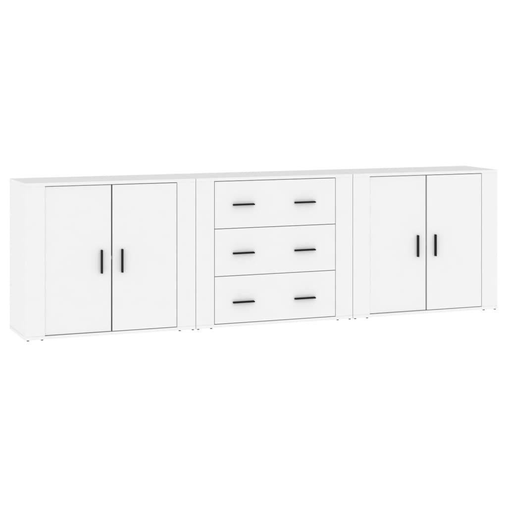 Credenze 3 pz Bianco in Legno Multistrato | homemem39
