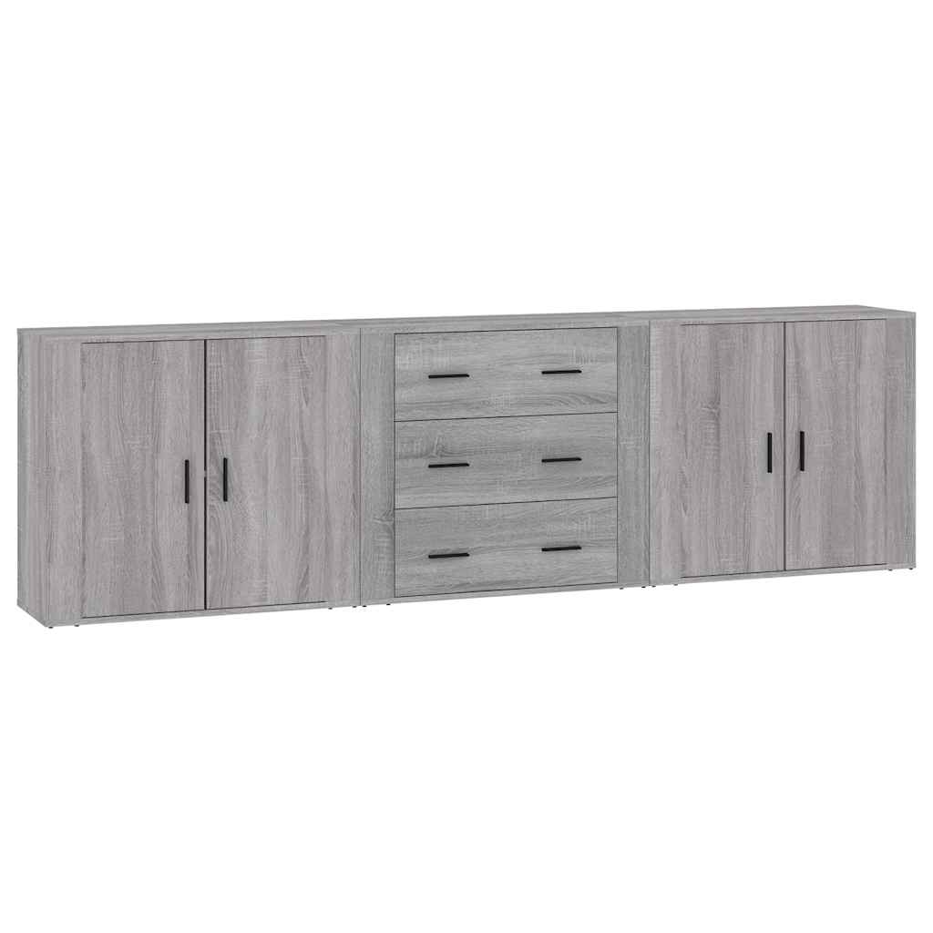 Credenze 3 pz Grigio Sonoma in Legno Multistrato | homemem39
