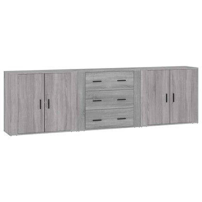Credenze 3 pz Grigio Sonoma in Legno Multistrato | homemem39