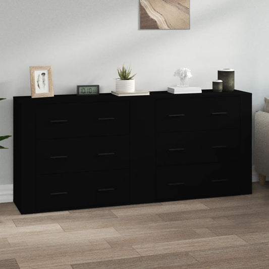 Credenze 2 pz Nere in Legno Multistrato - homemem39