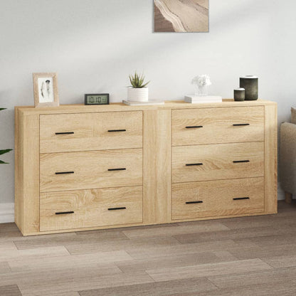 Credenze 2 pz Rovere Sonoma in Legno Multistrato | homemem39