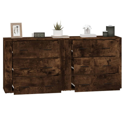 Credenze 2 pz Rovere Fumo in Legno Multistrato - homemem39