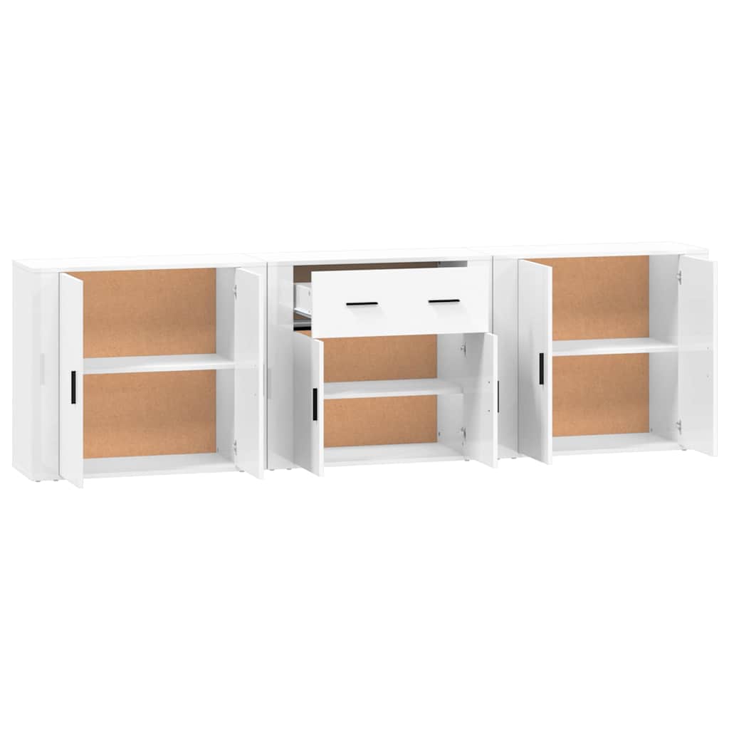 Credenze 3 pz Bianco in Legno Multistrato | homemem39