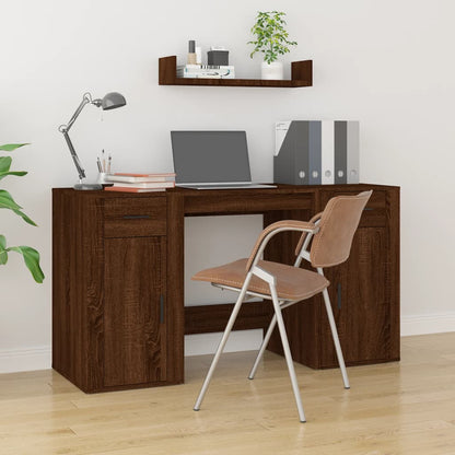 Scrivania con Armadietto Rovere Marrone in Legno Multistrato - homemem39